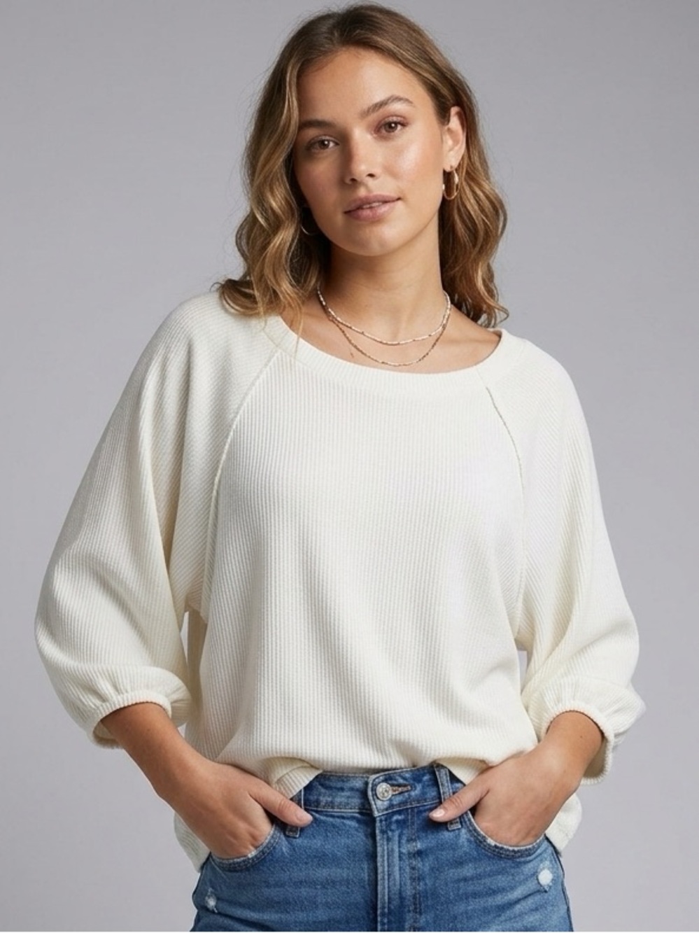 Anthropologie Maeve Relaxed Boatneck Blouse Top Ivory Style OB1133091